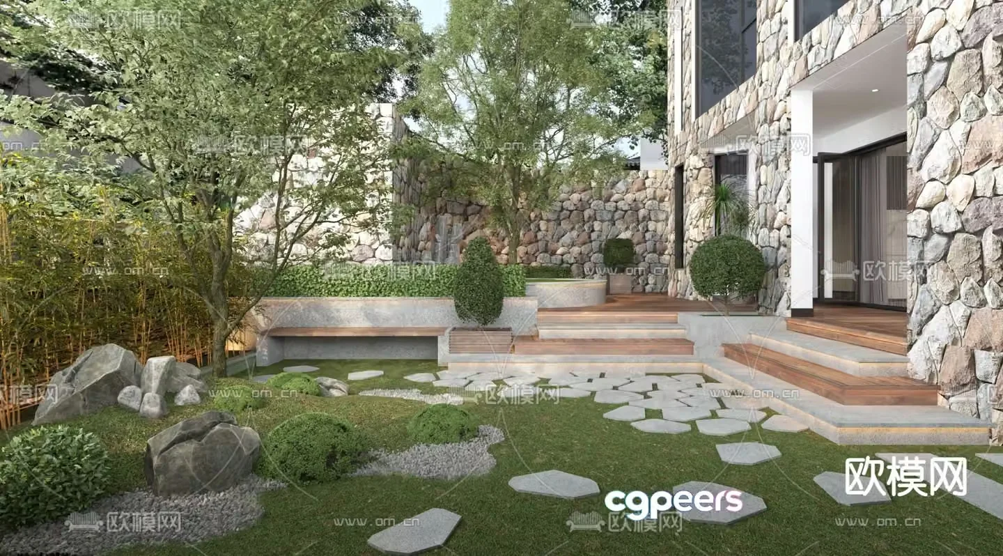 Courtyard landscape garden 3d model