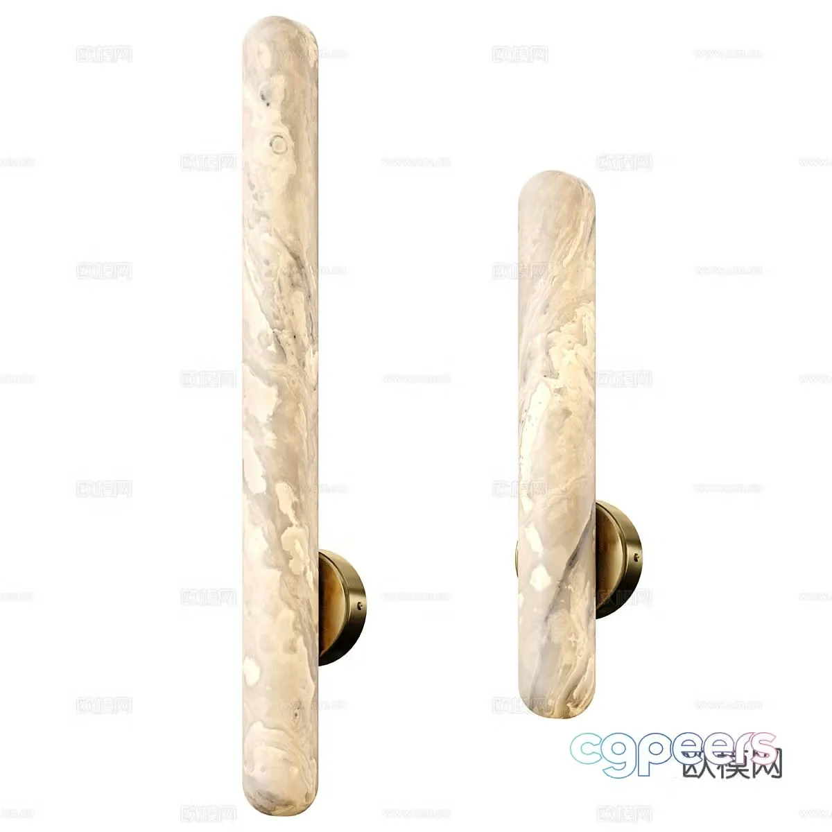 Modern light luxury marble decorative long wall light 3d model