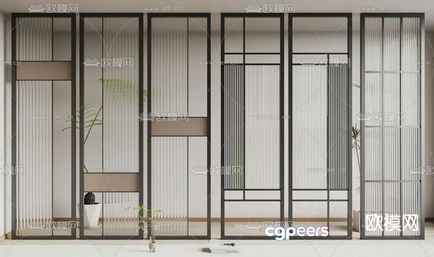 Modern glass partition 3d model
