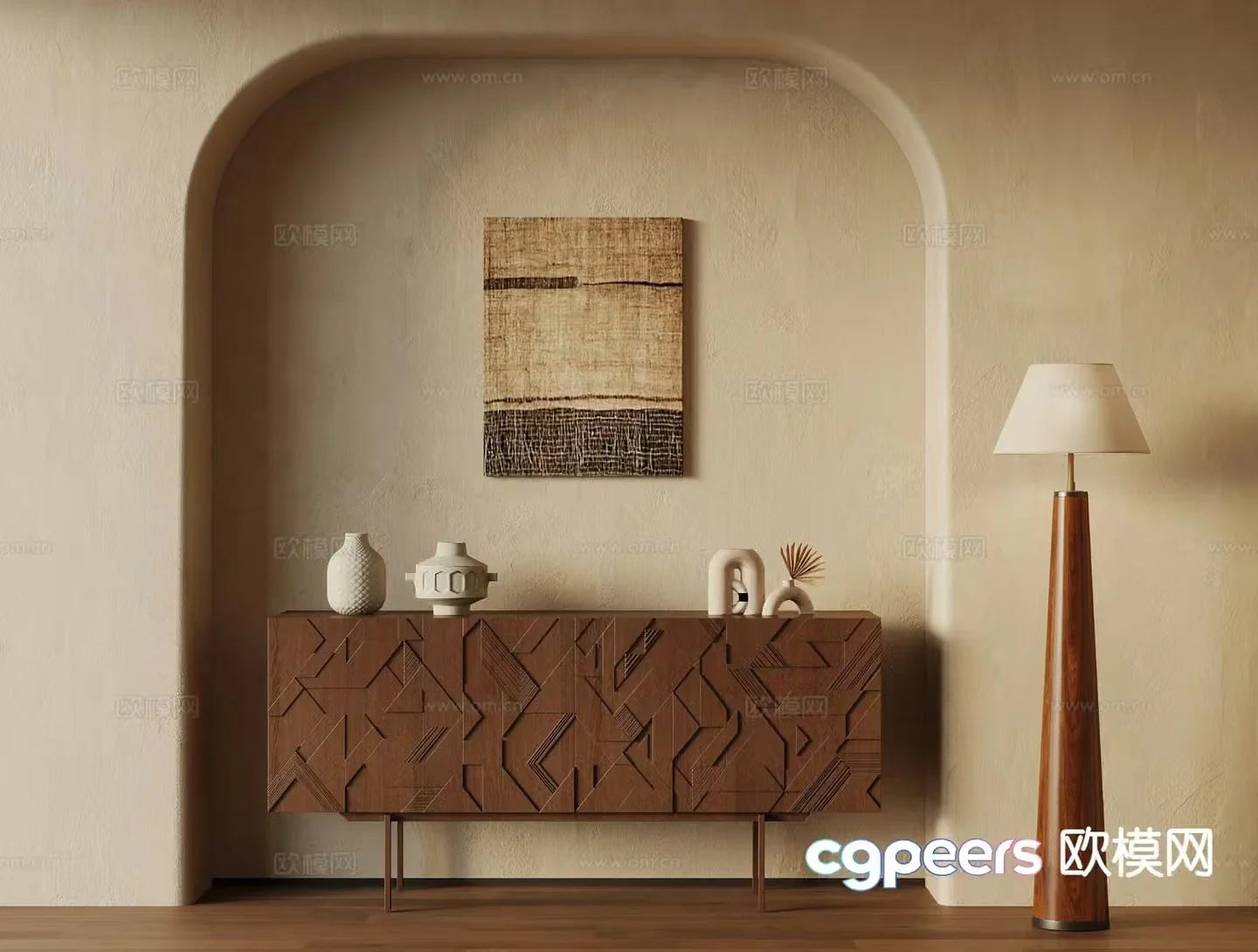 Middle-aged side cabinet 3D model of entrance cabinet