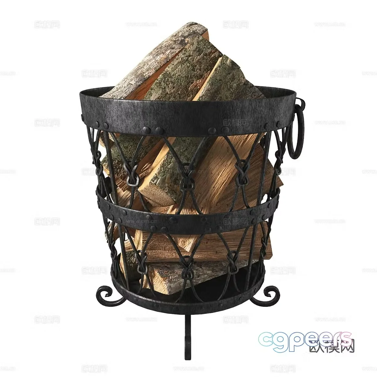 American fireplace firewood 3d model