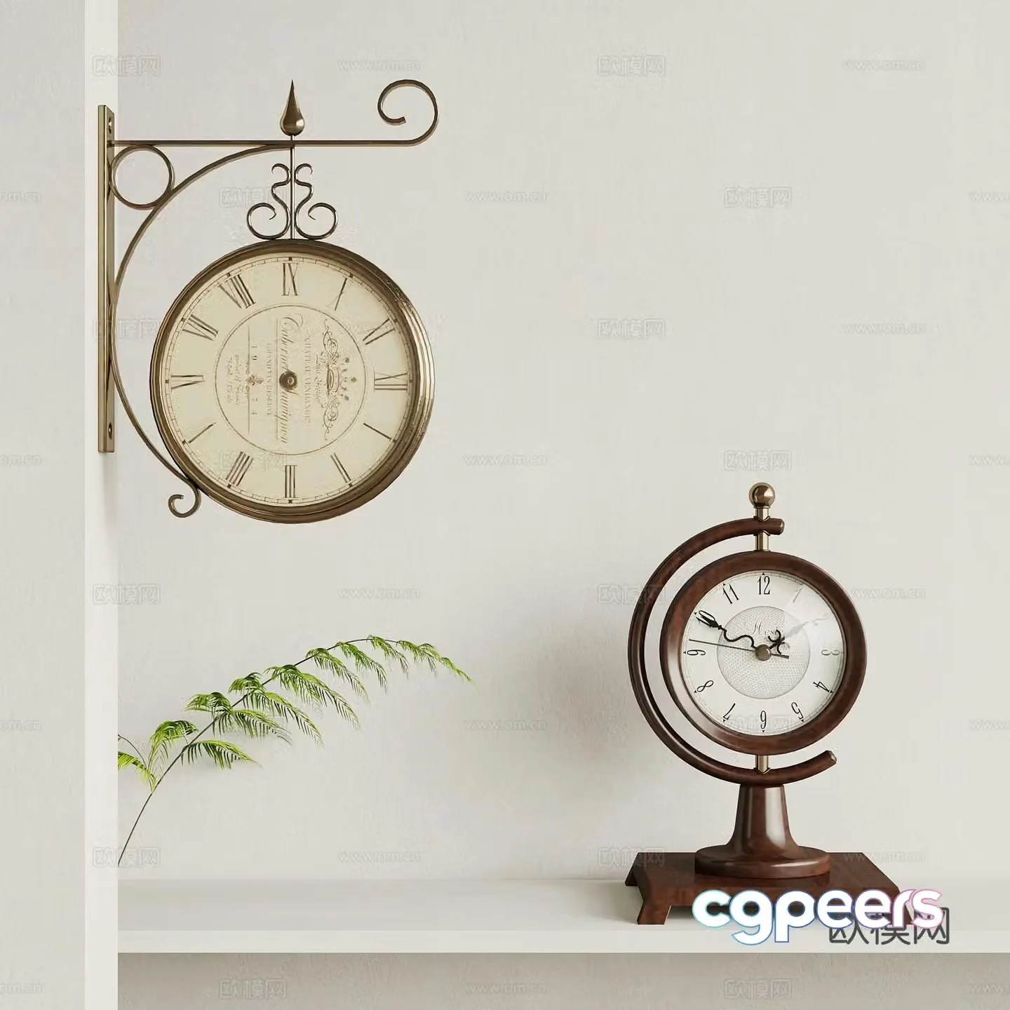 French retro style wall clock French medieval style clock 3D model