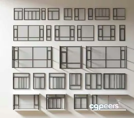 Black Window Frames 3D Model – 12995 – VRAY Render