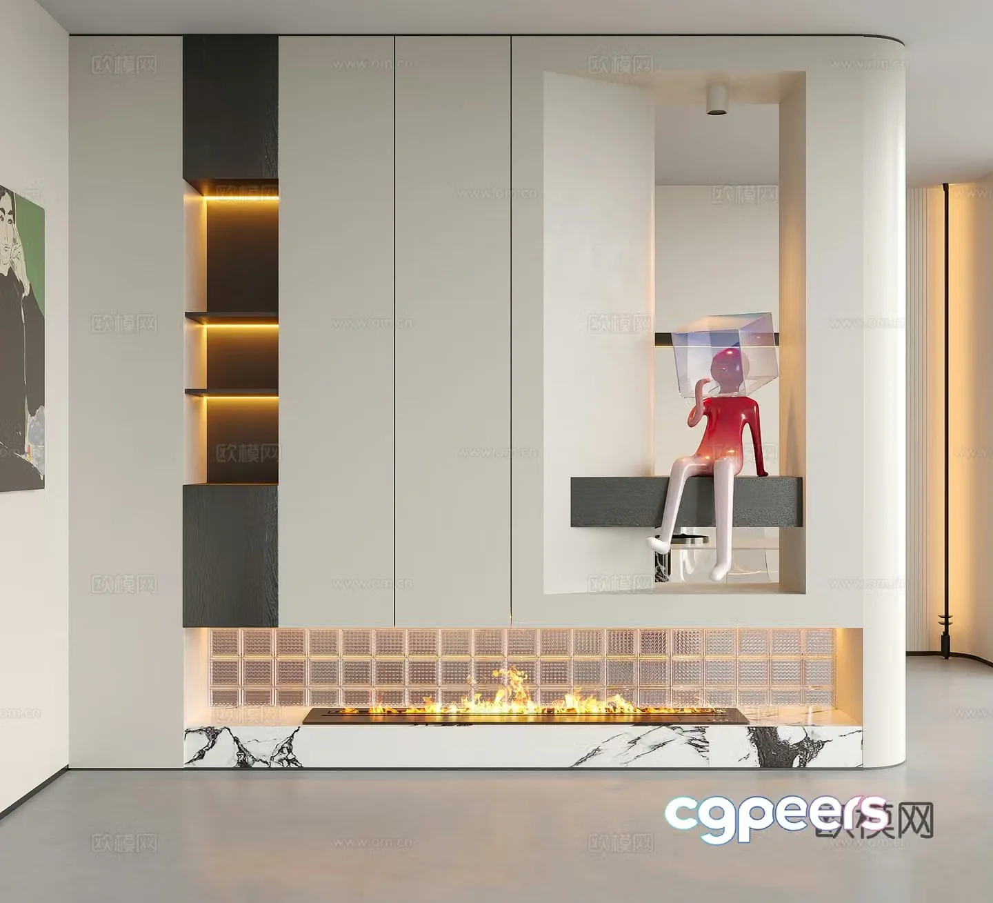 Modern decorative entrance door entrance door partition sculpture ornament 3D model
