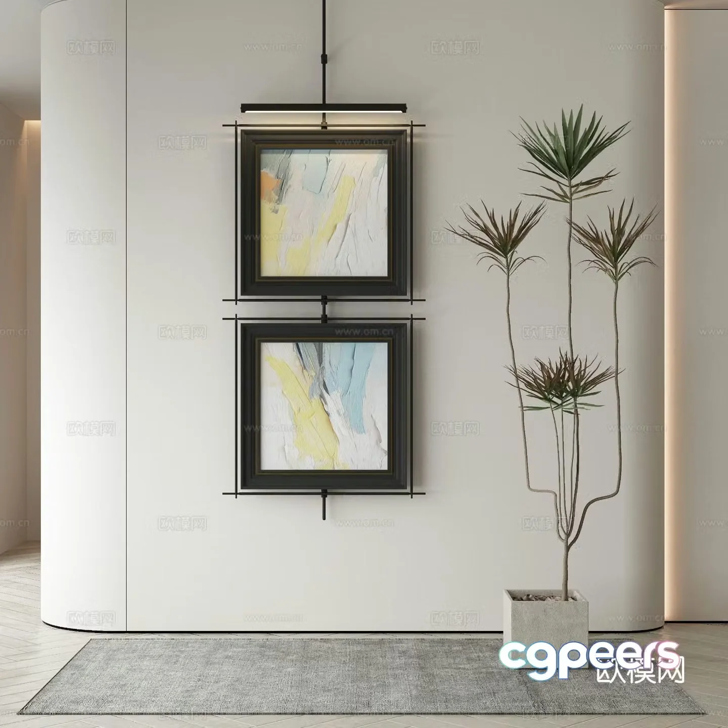 Modern texture painting decorative painting 3d model
