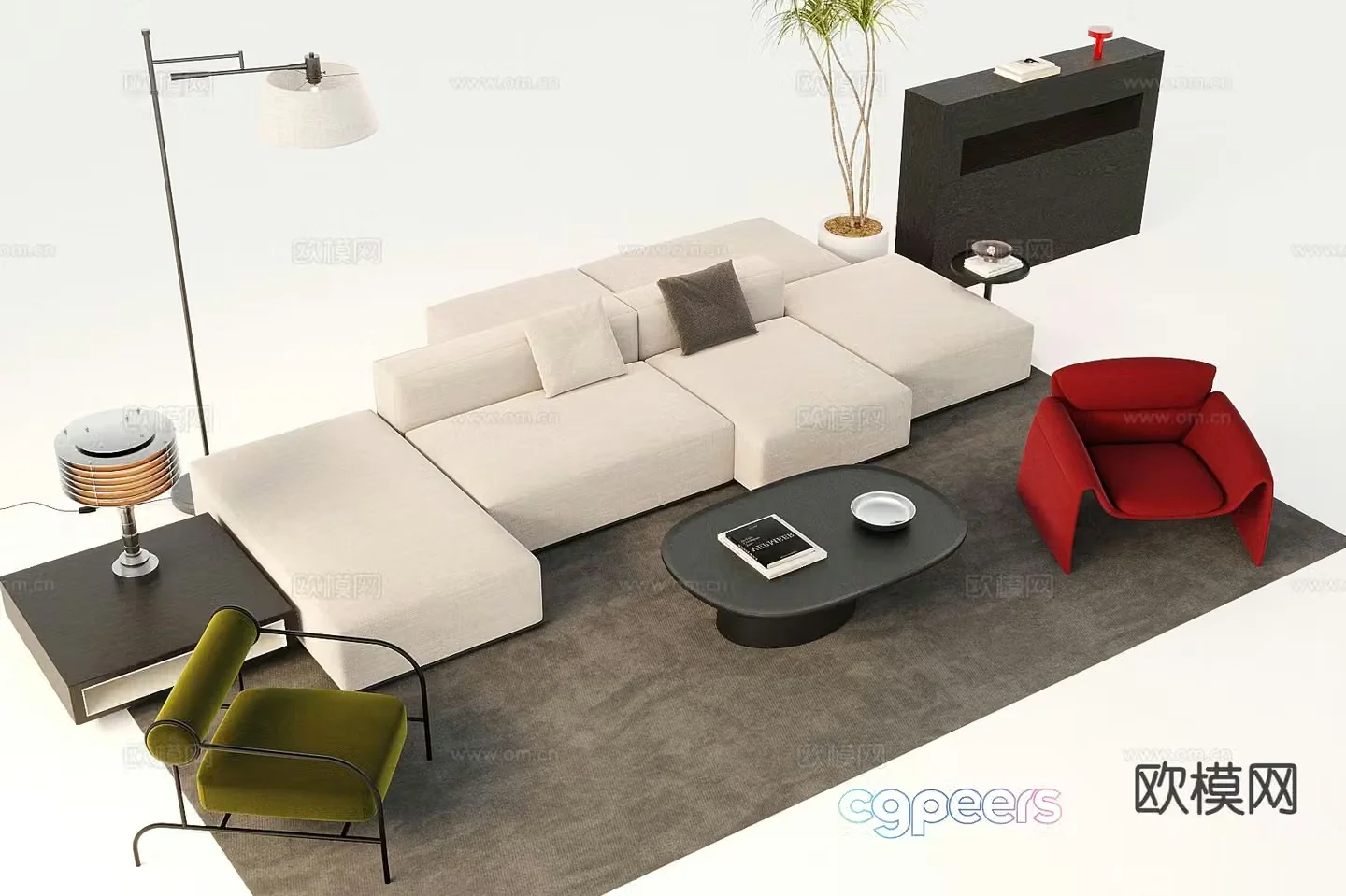 Italian sofa combination sofa 3D model