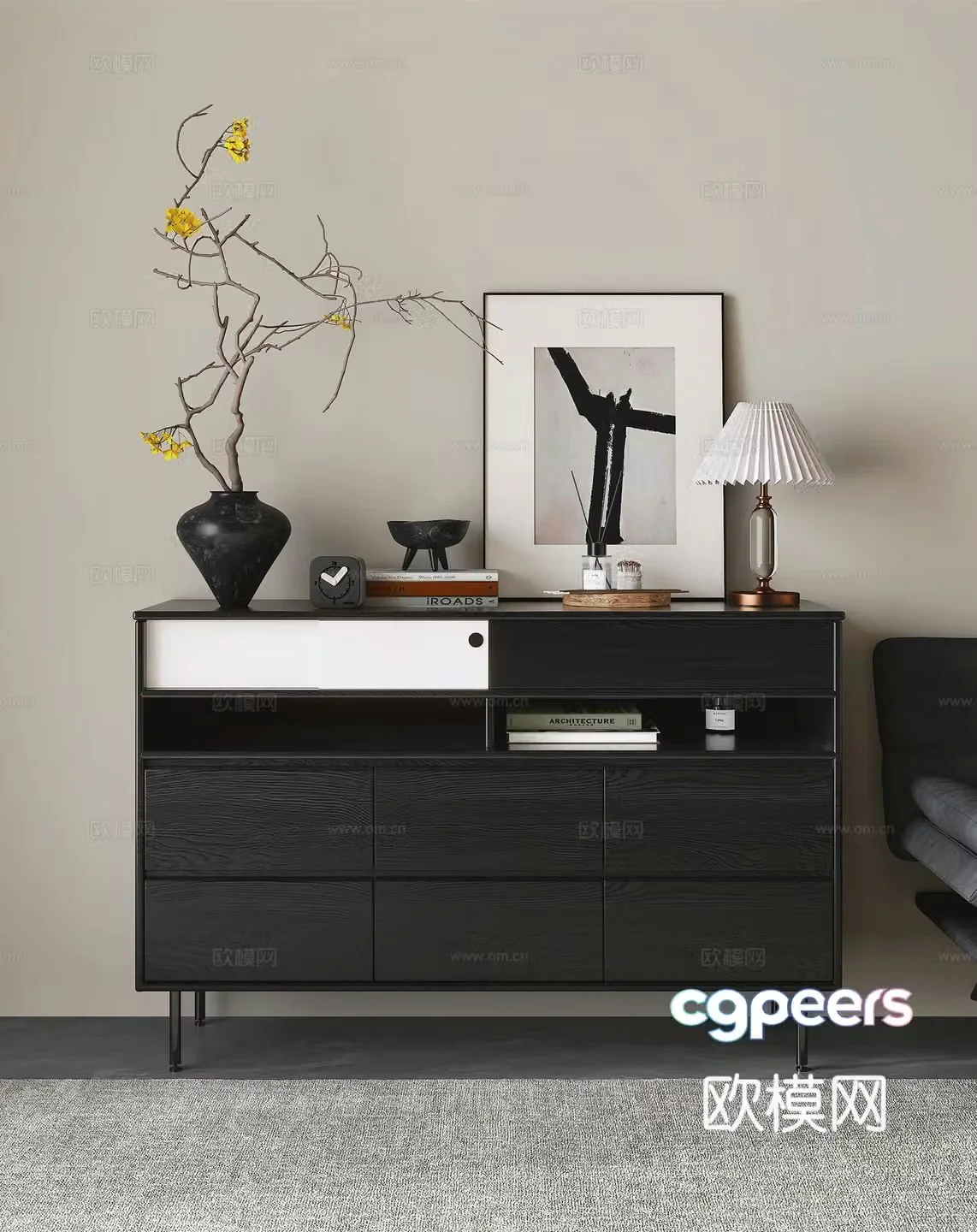 Italian chest of drawers side cabinet chest of drawers porch cabinet side cabinet decoration combination 3D model