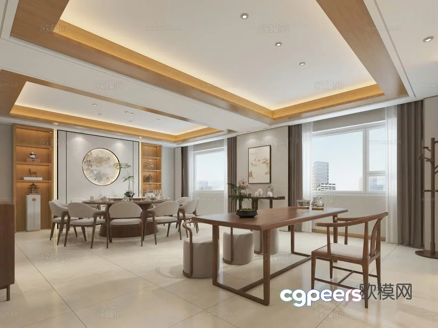 Chinese restaurant private room 3D model of restaurant private room
