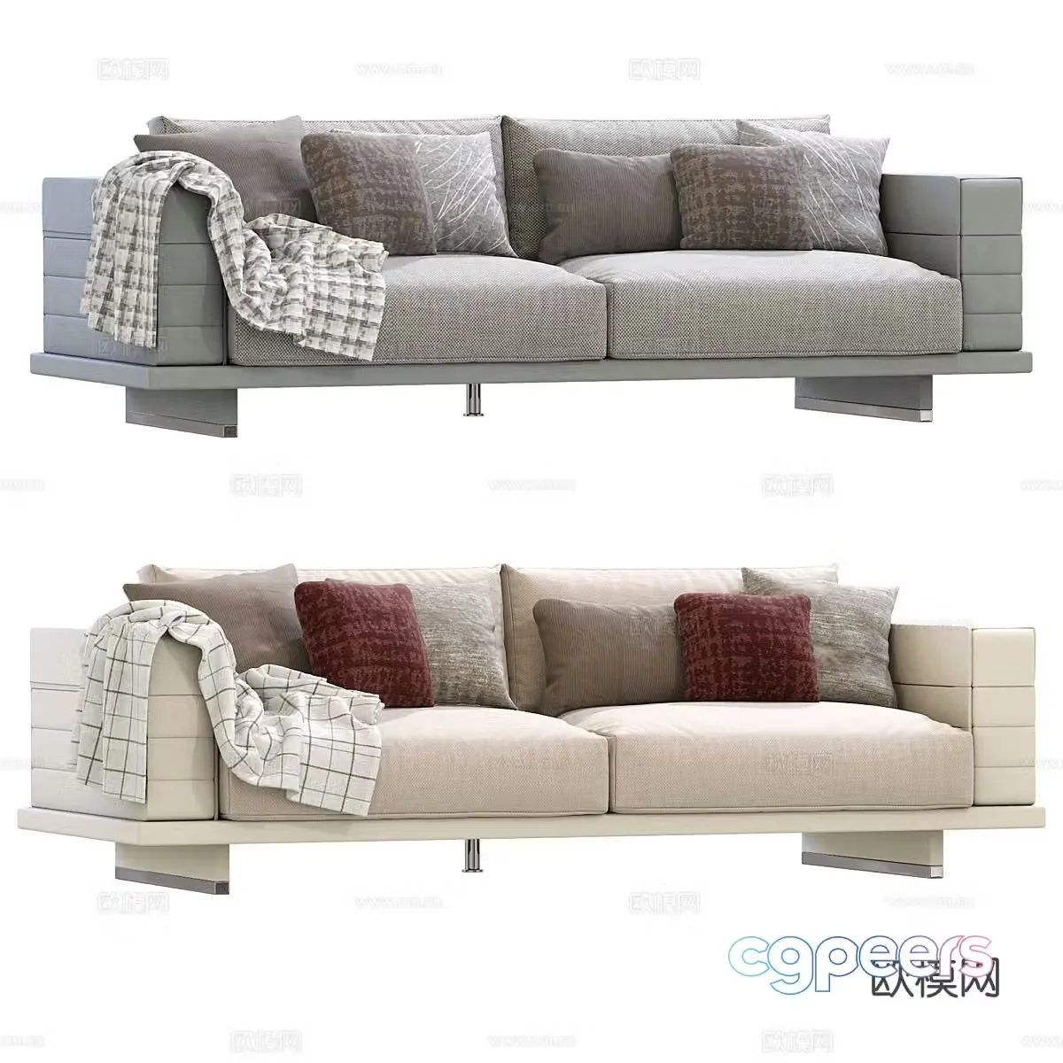 Double sofa upholstered sofa 3d model
