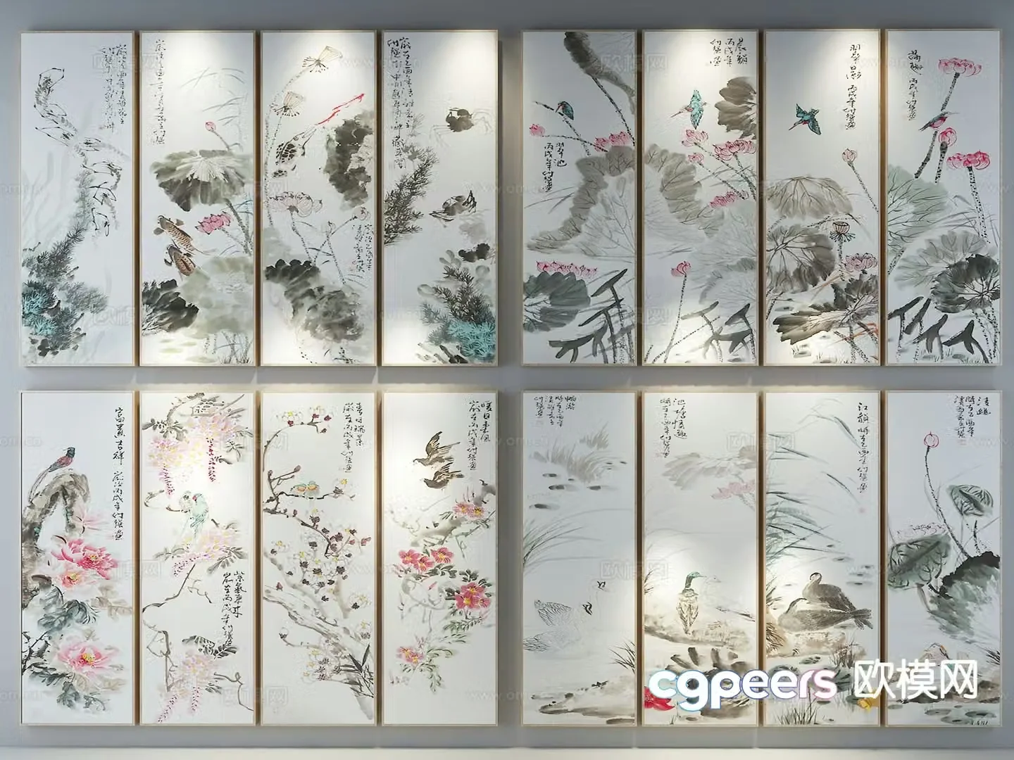 New Chinese style ink calligraphy and painting 3D model
