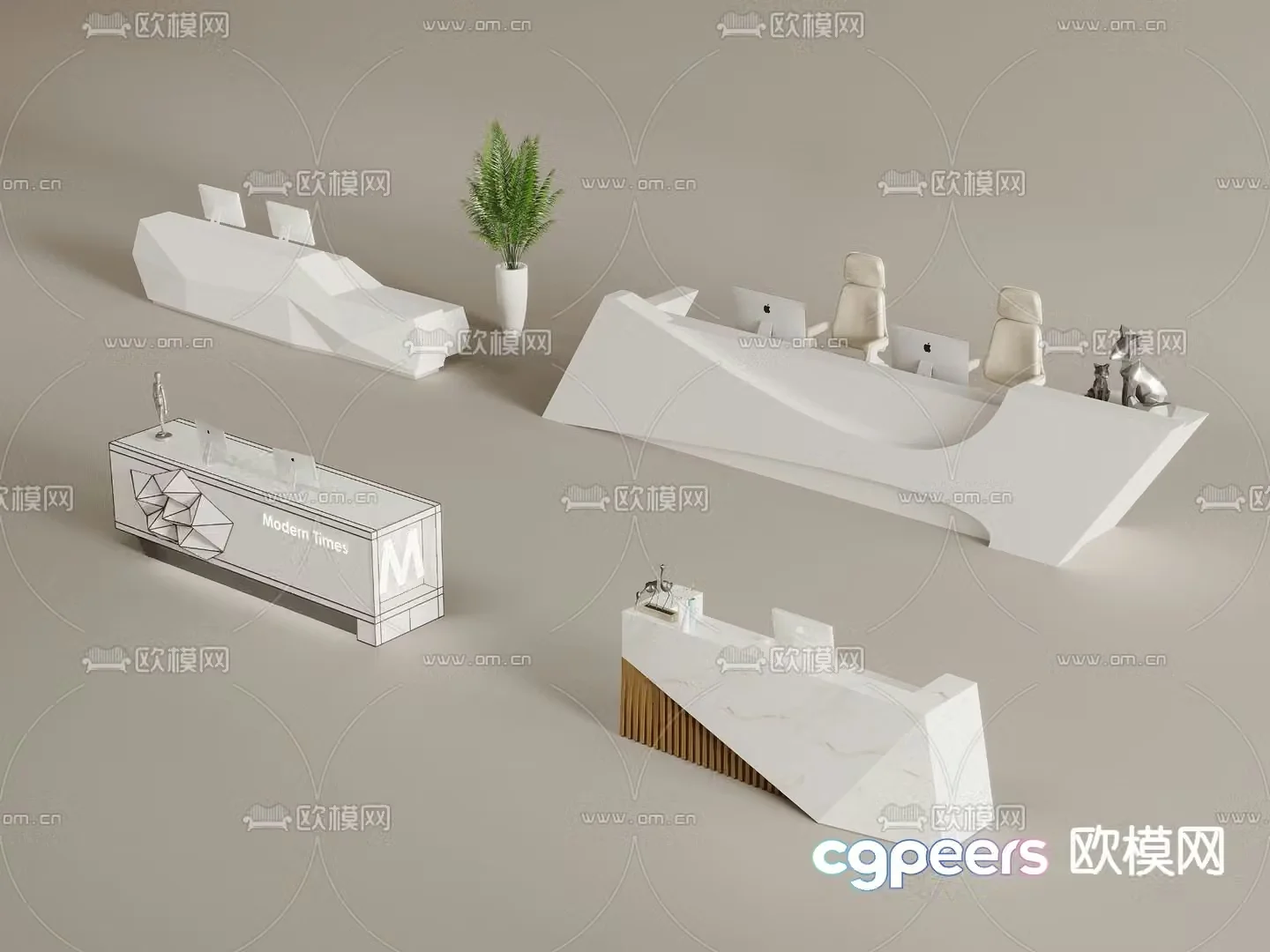 service desk front desk reception desk 3d model