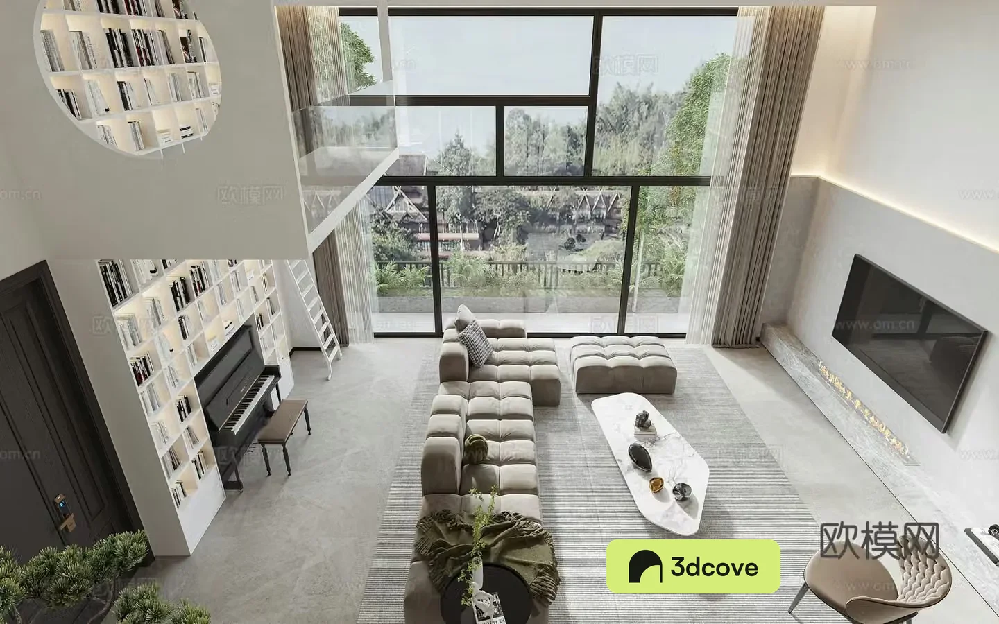 Modern living and dining room
