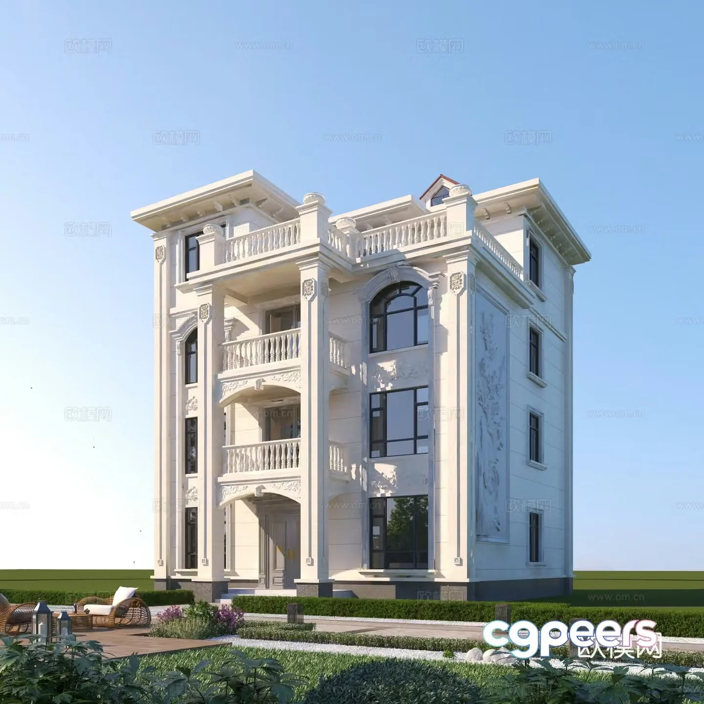 Simple European single-family villa 3D model