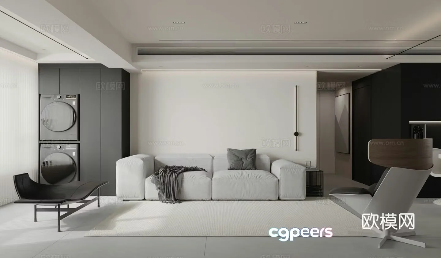 Modern minimalist living room 3d model