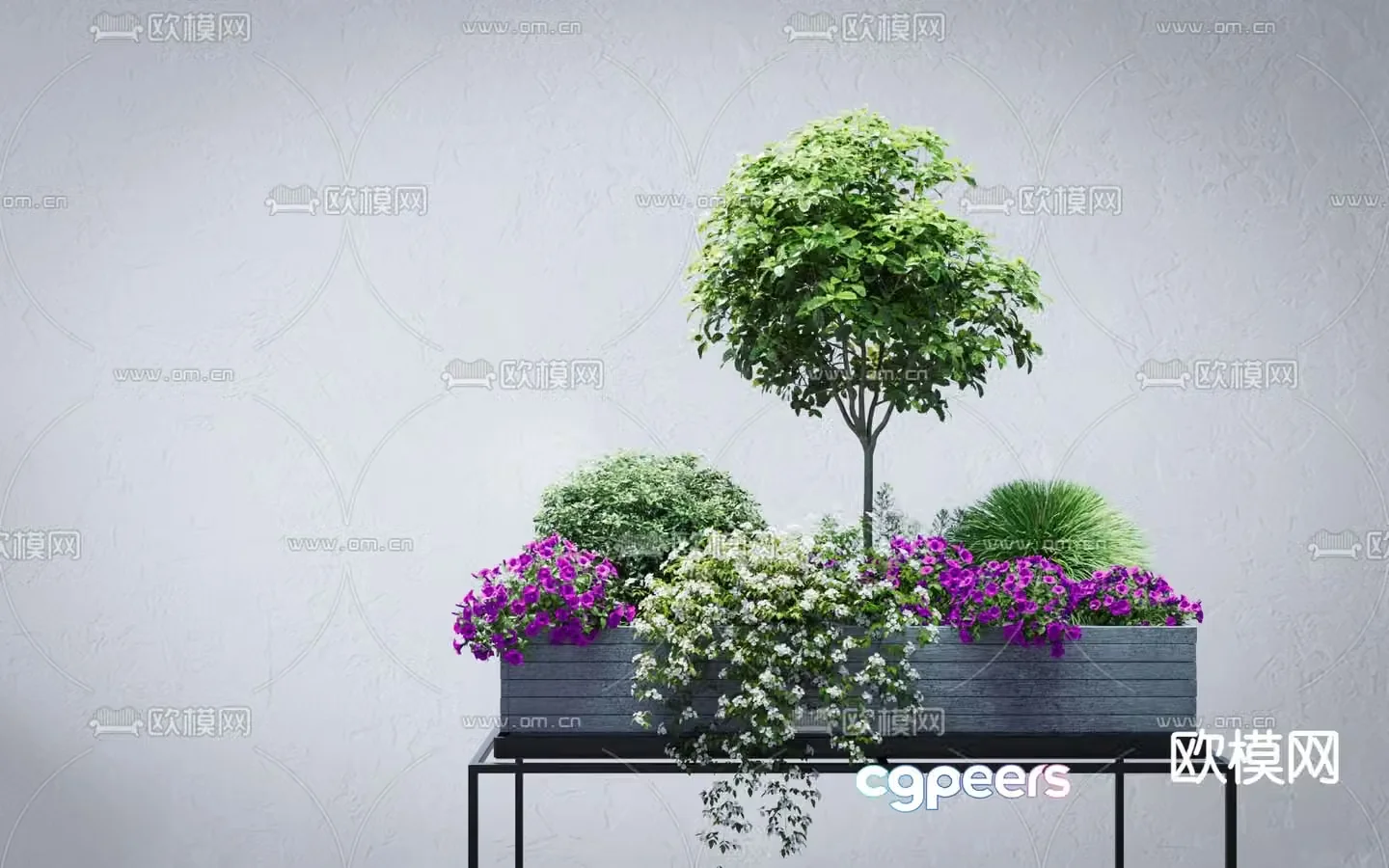 Shrub Flower Box Flower Bed 3D Model