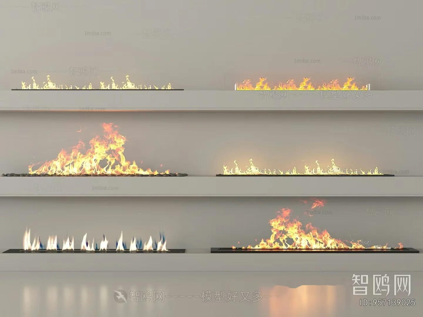 A Realistic Fireplace Display 3D Model – 7801 – VRAY Render