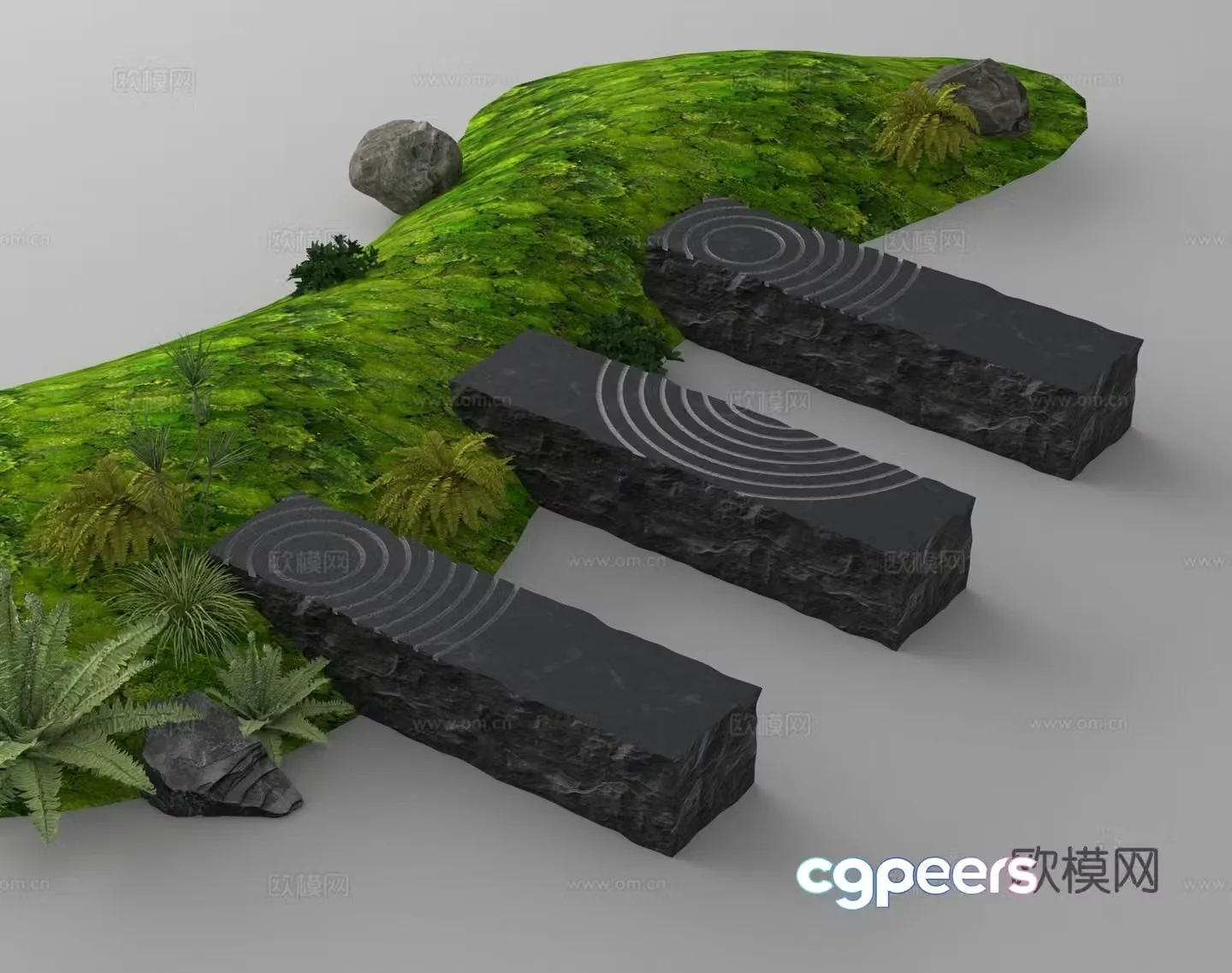 Outdoor chair stone bench stool stone bench 3D model