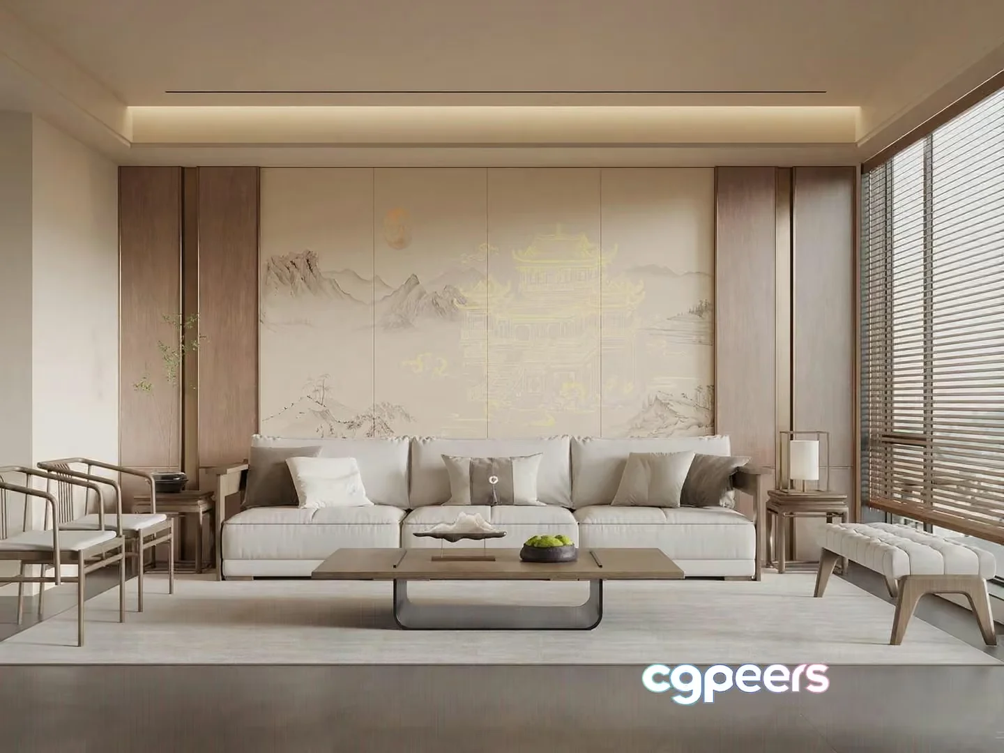 Modern Living Room 3D Model – 3547 – VRAY Render
