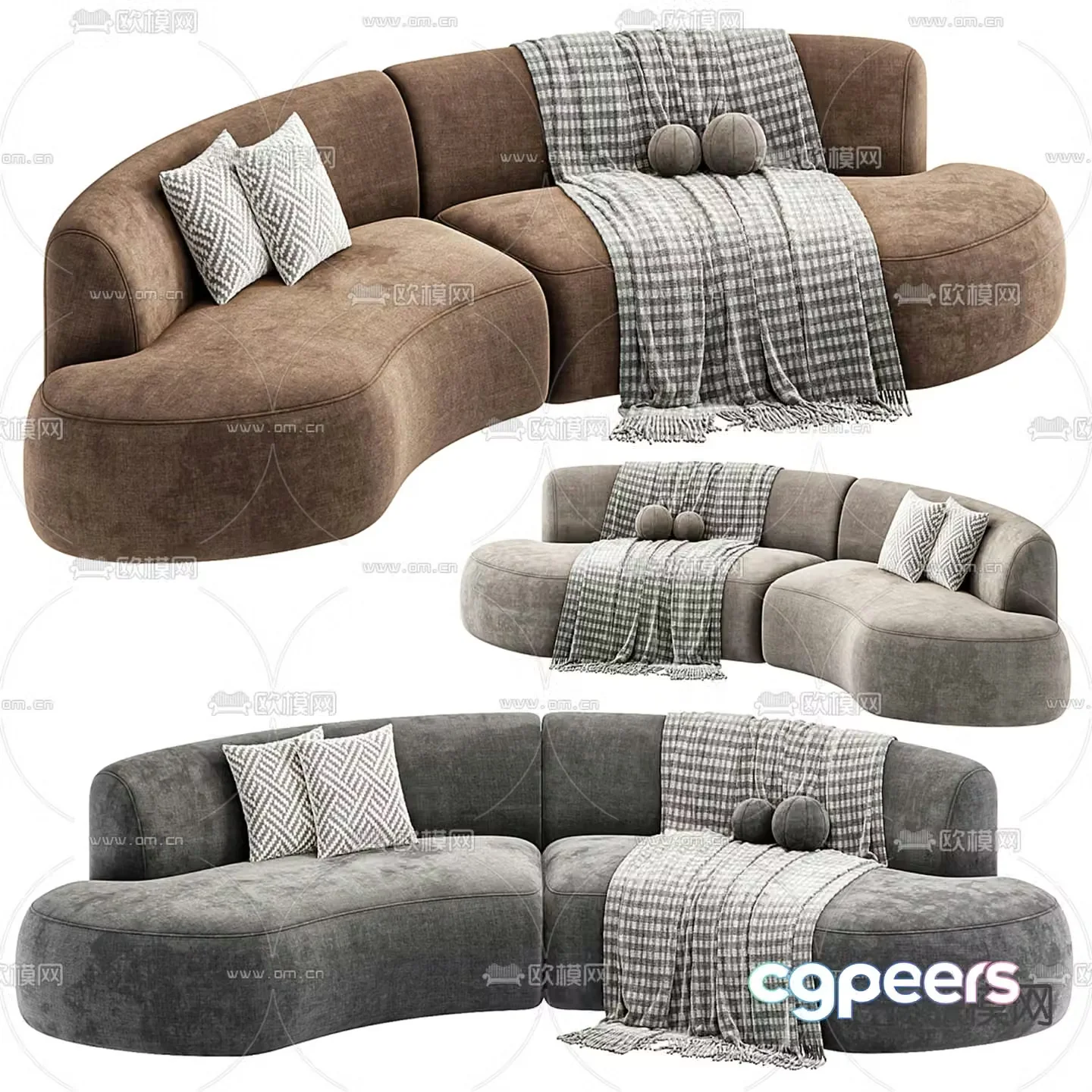 High Fashion Home curved sofa 3d model