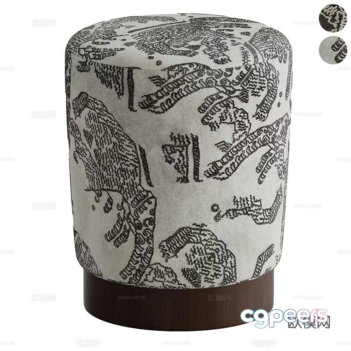 Middle-aged sofa stool fabric sofa stool fabric low stool fabric round stool art low stool shoe change stool 3D model