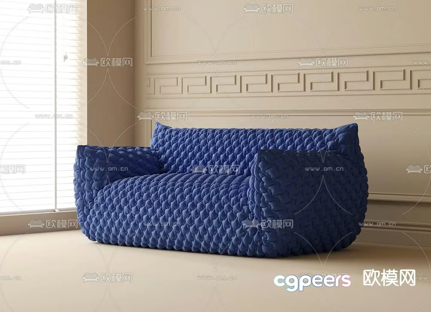 Multi-person sofa upholstered sofa 3d model
