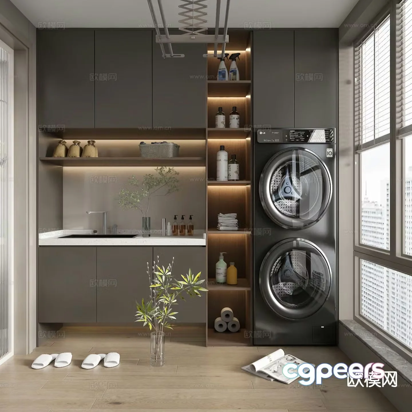 Living balcony laundry room 3d model