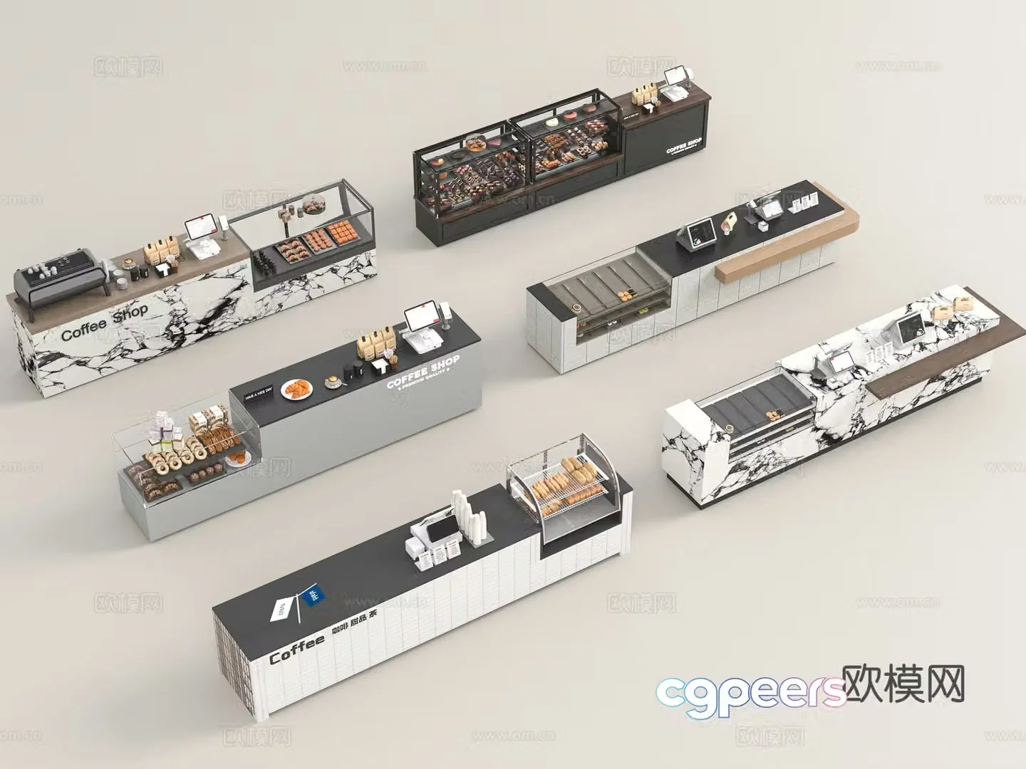 Modern coffee and tea shop workbench 3d model