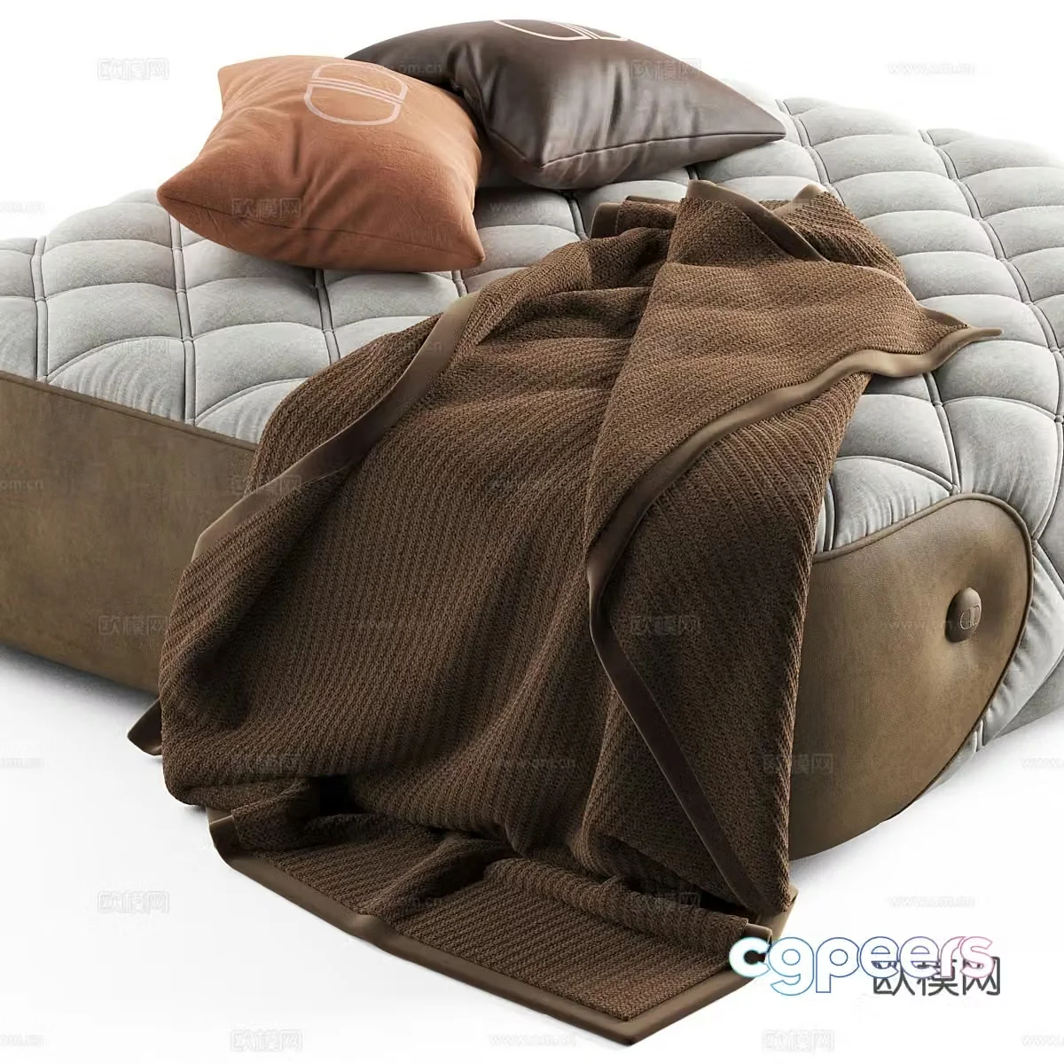 American cushion fabric sofa stool European sofa stool cushion shoe change stool 3D model