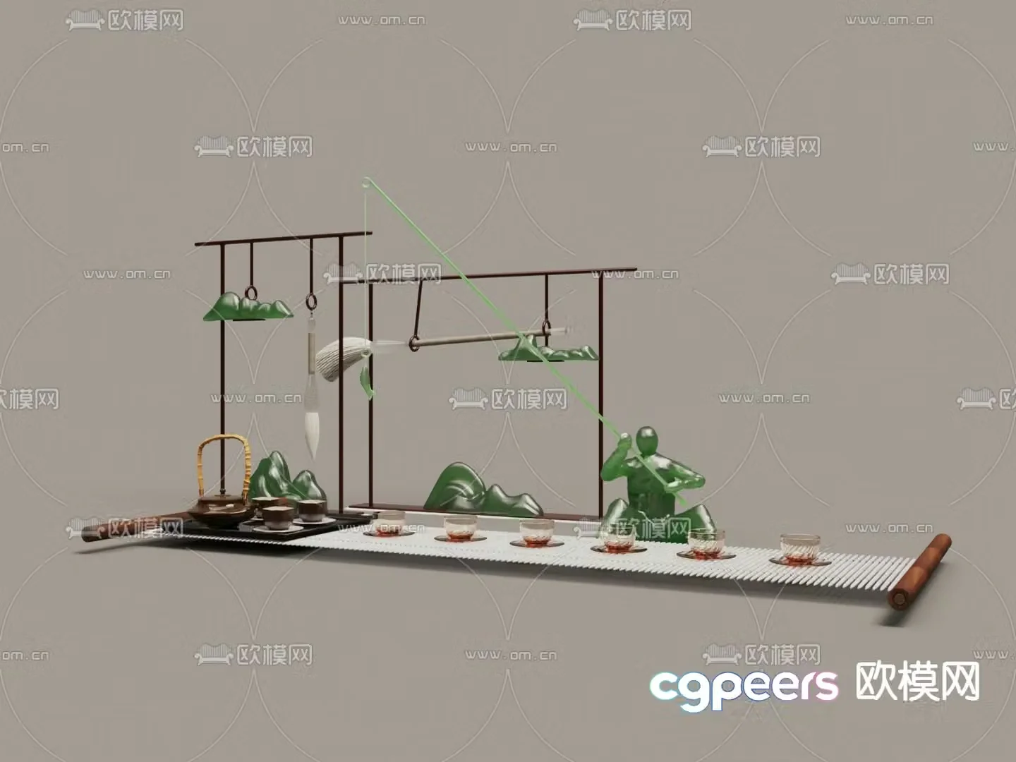 Chinese tea set Qingyu tea pet pen holder 3D model