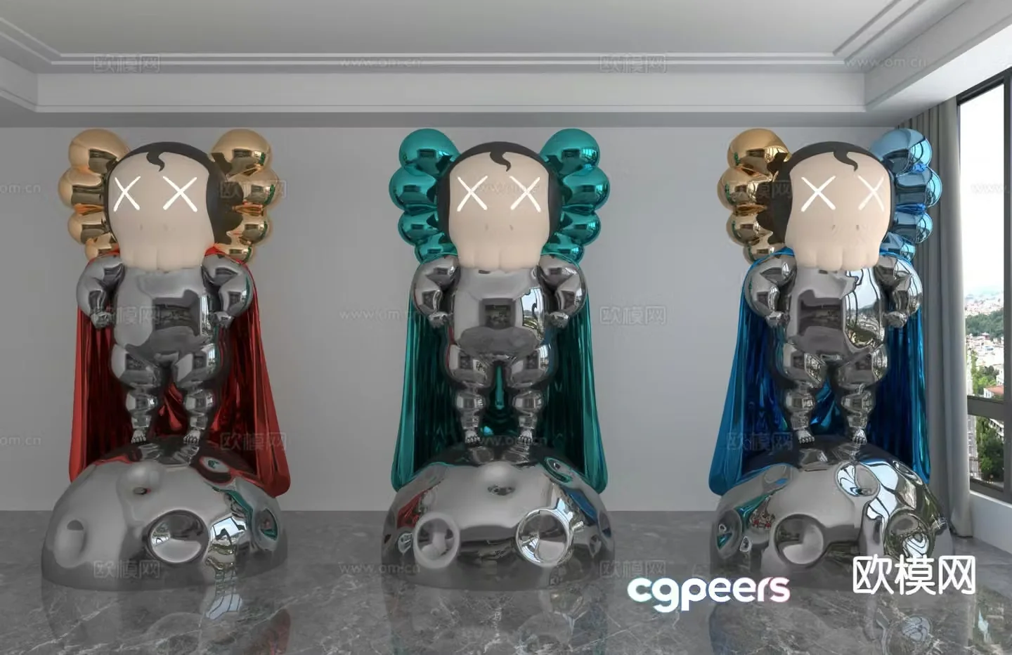 Modern laser astronaut trendy ornaments 3D model