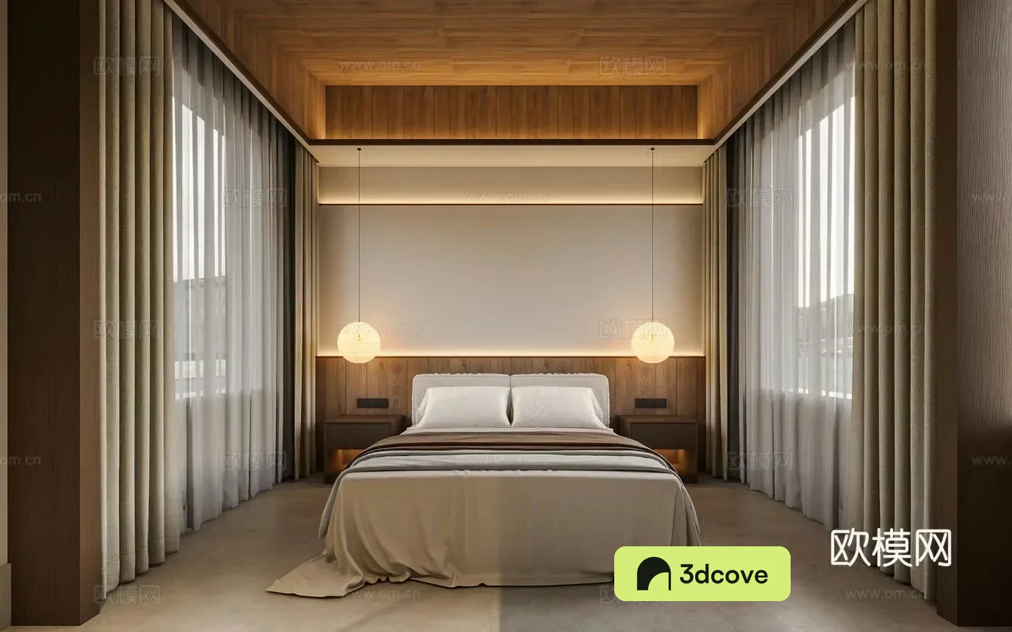 B&B Bedroom Room Silent Middle Style 3D Model
