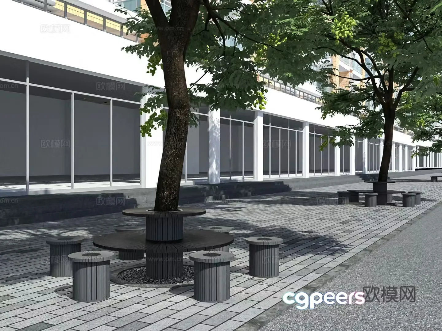 Modern outdoor table and chairs Internet celebrity pedestrian street table and chairs 3D model