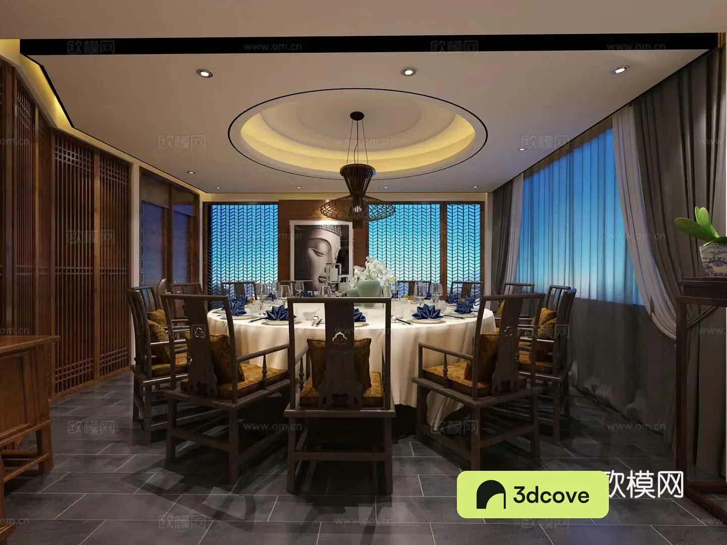 Chinese restaurant private room 3D model of restaurant private room