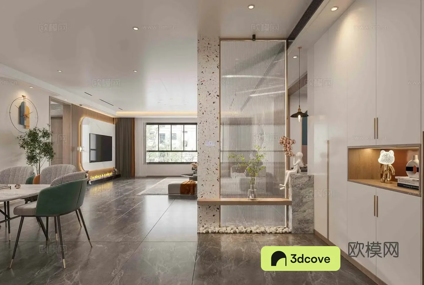 Modern light luxury living and dining room