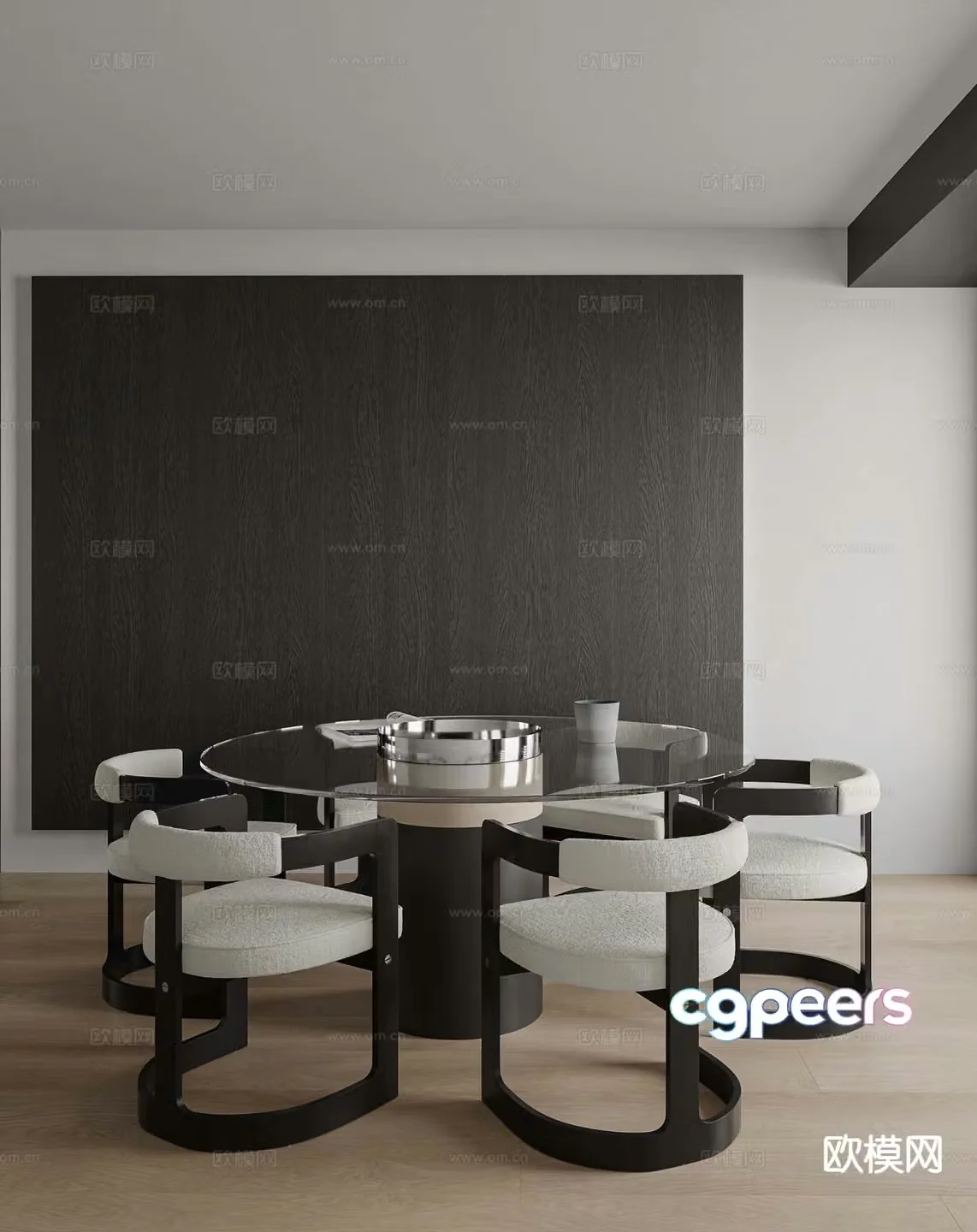 Modern dining table and chairs round dining table 3d model