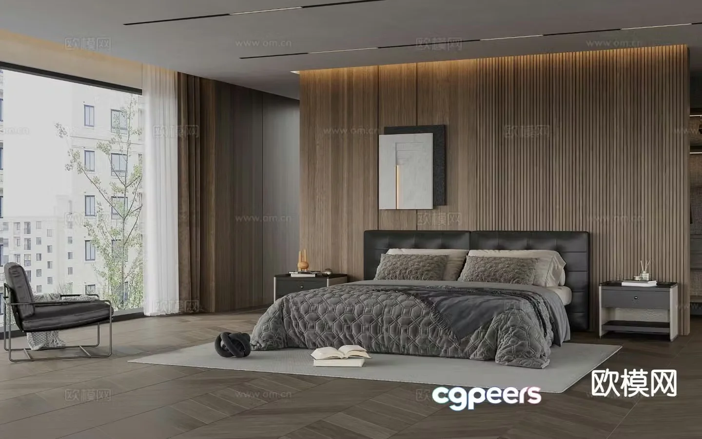 Italian double bed 3d model