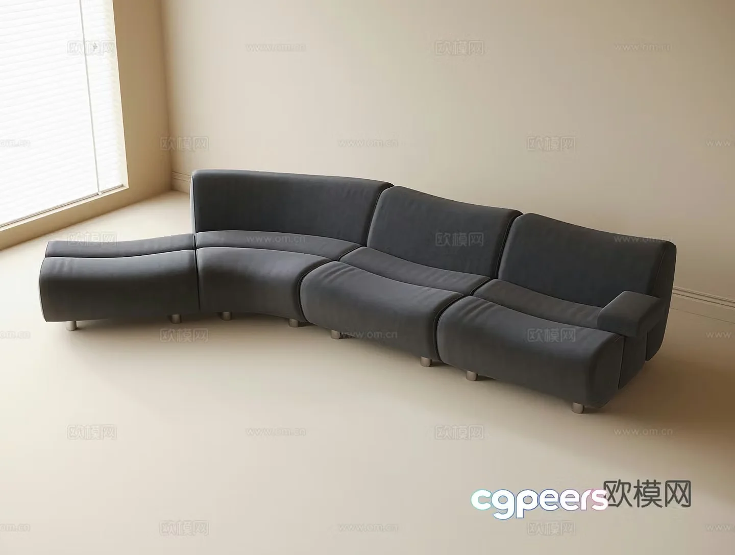 Modern multi-person sofa curved sofa 3d model