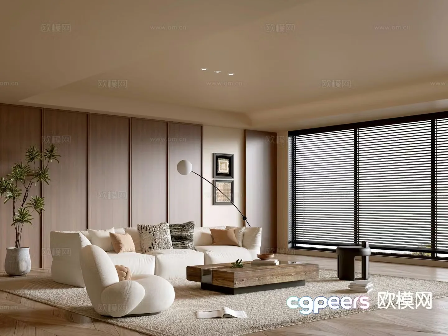 Wabi-sabi living room 3d model