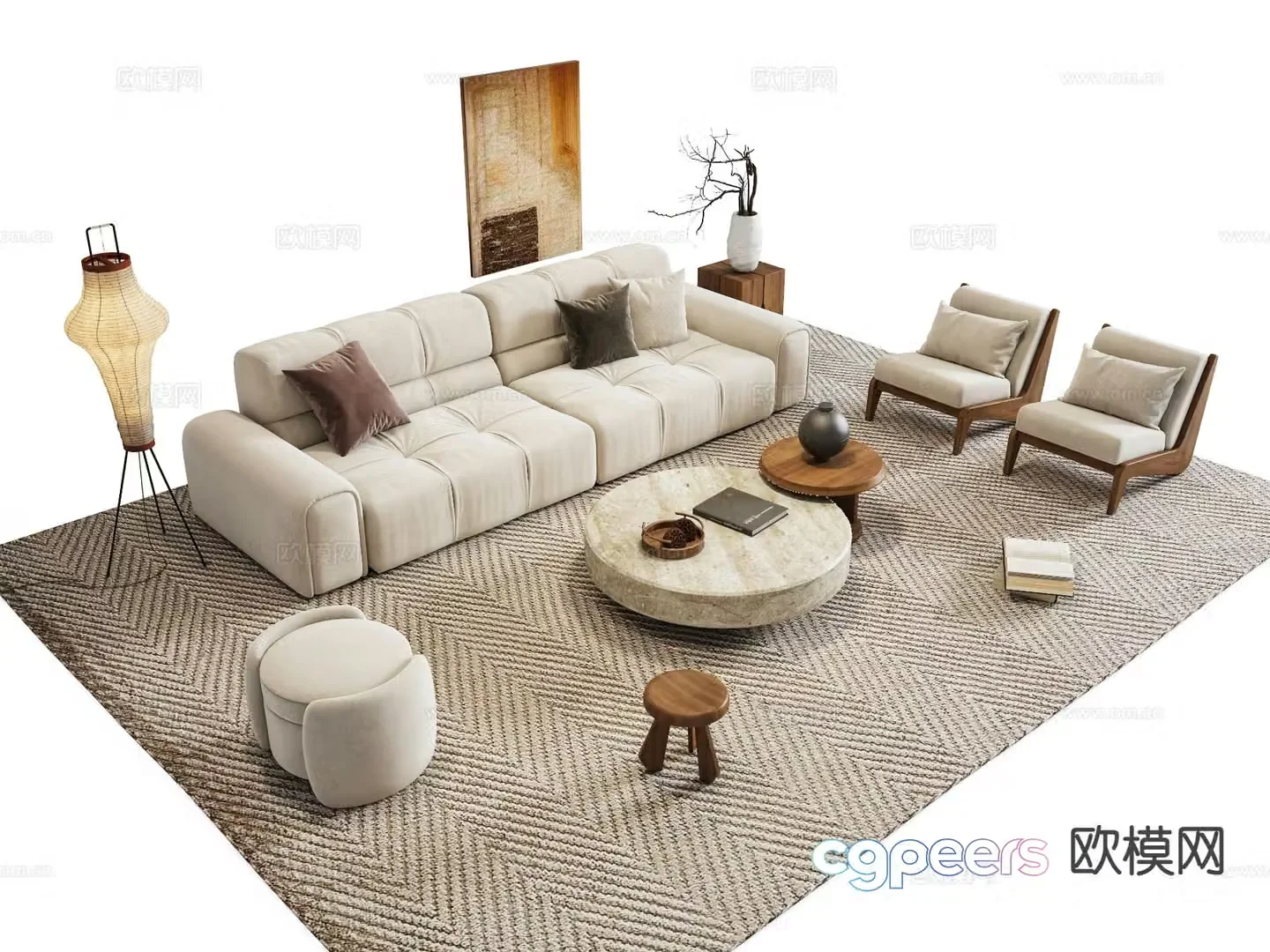 Medieval style modular sofa 3D model
