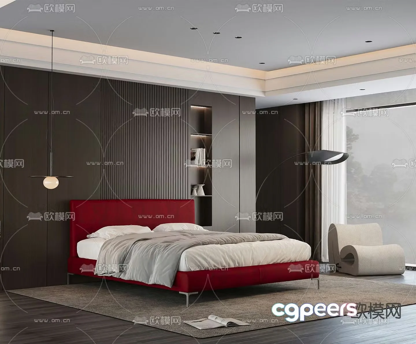 Italian double bed 3d model