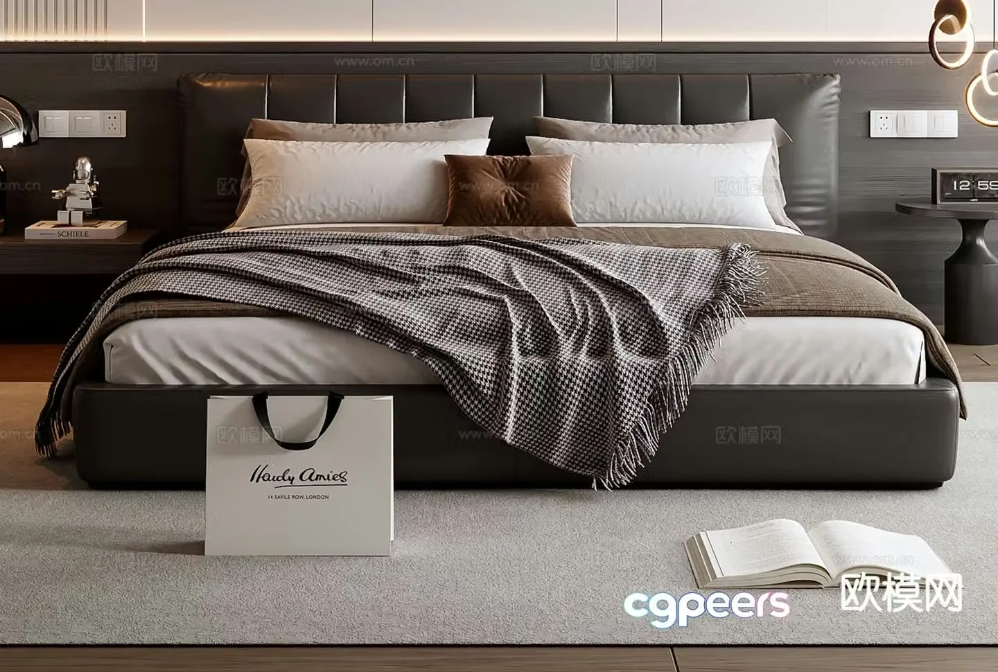 Italian double bed 3d model