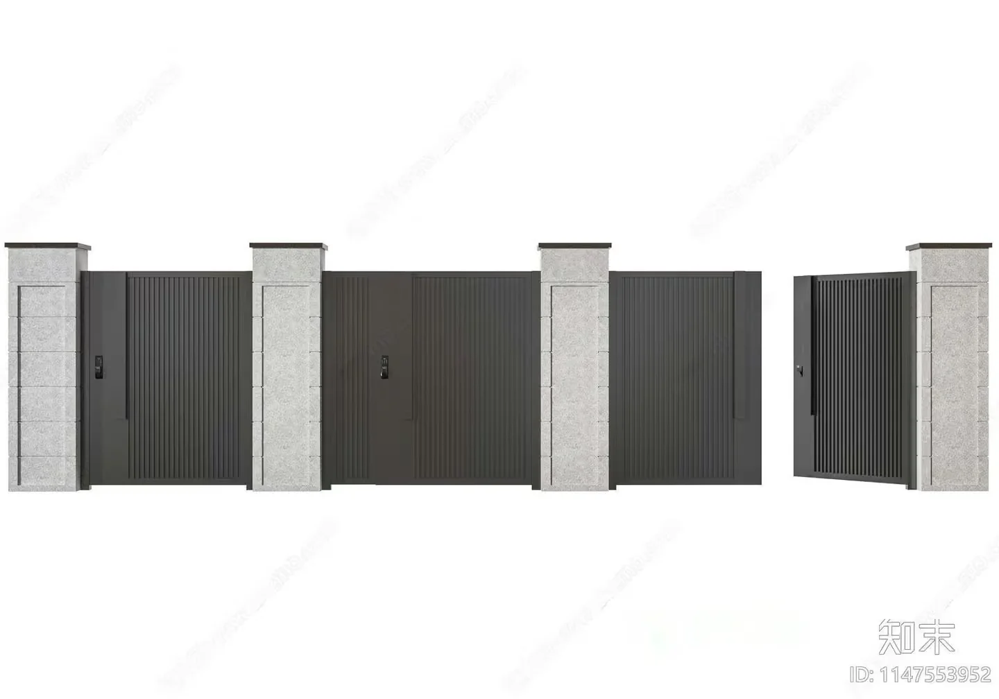 Gray Metal Fence 3D Model – 6377 – VRAY Render