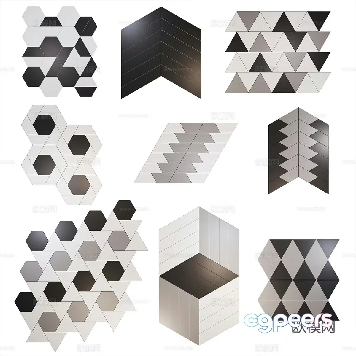 Modern Nordic mosaic tiles 3d model