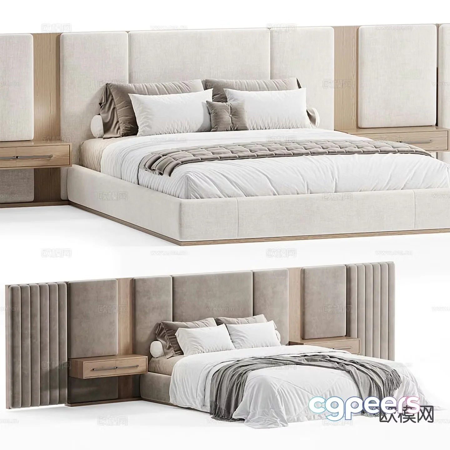 Modern double bed 3d model