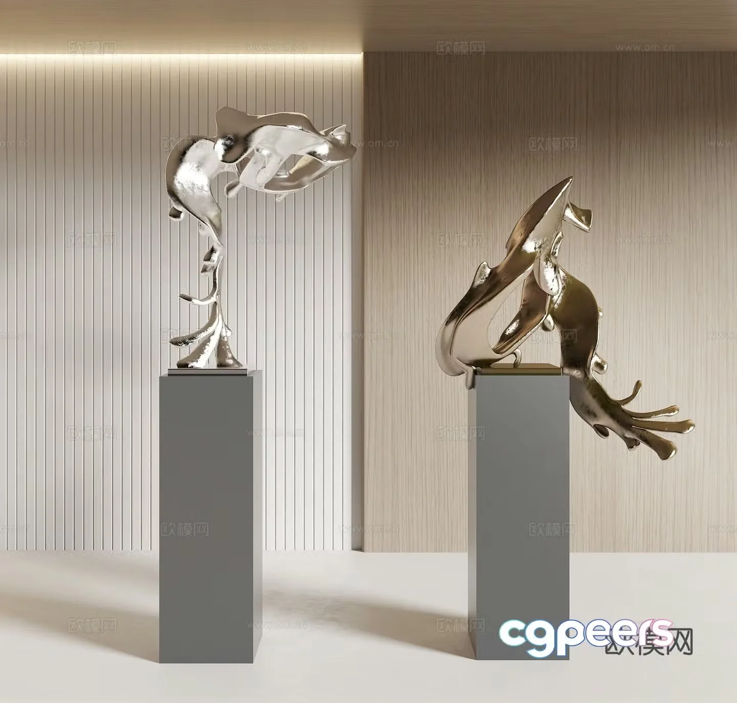 Abstract sculpture metal ornament 3d model