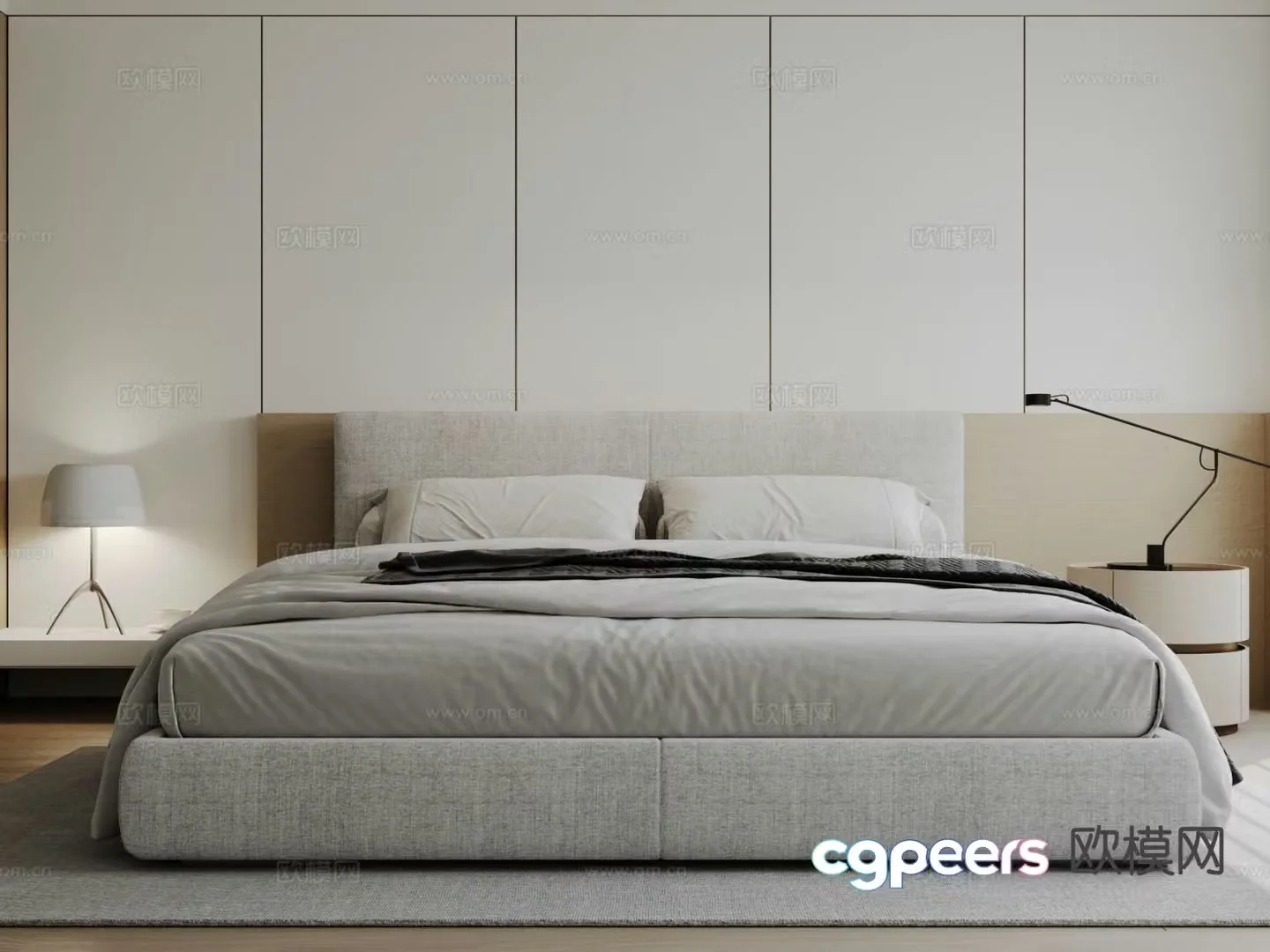 Modern double bed 3d model
