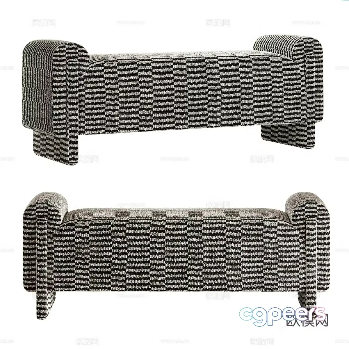 Modern Italian Winnipeg Fabric Bench Bedding Stool 3D Model