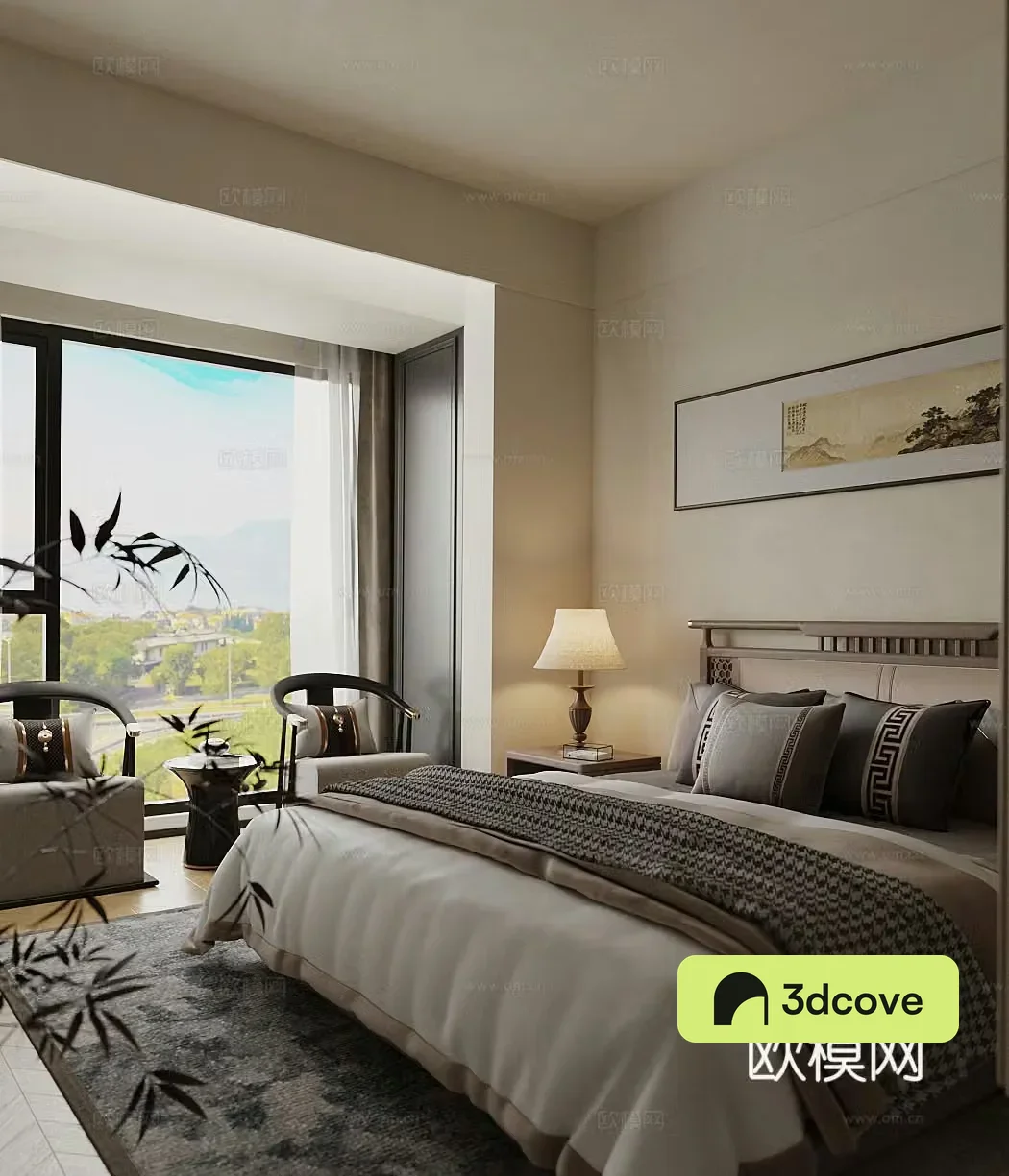 New Chinese style home bedroom master bedroom