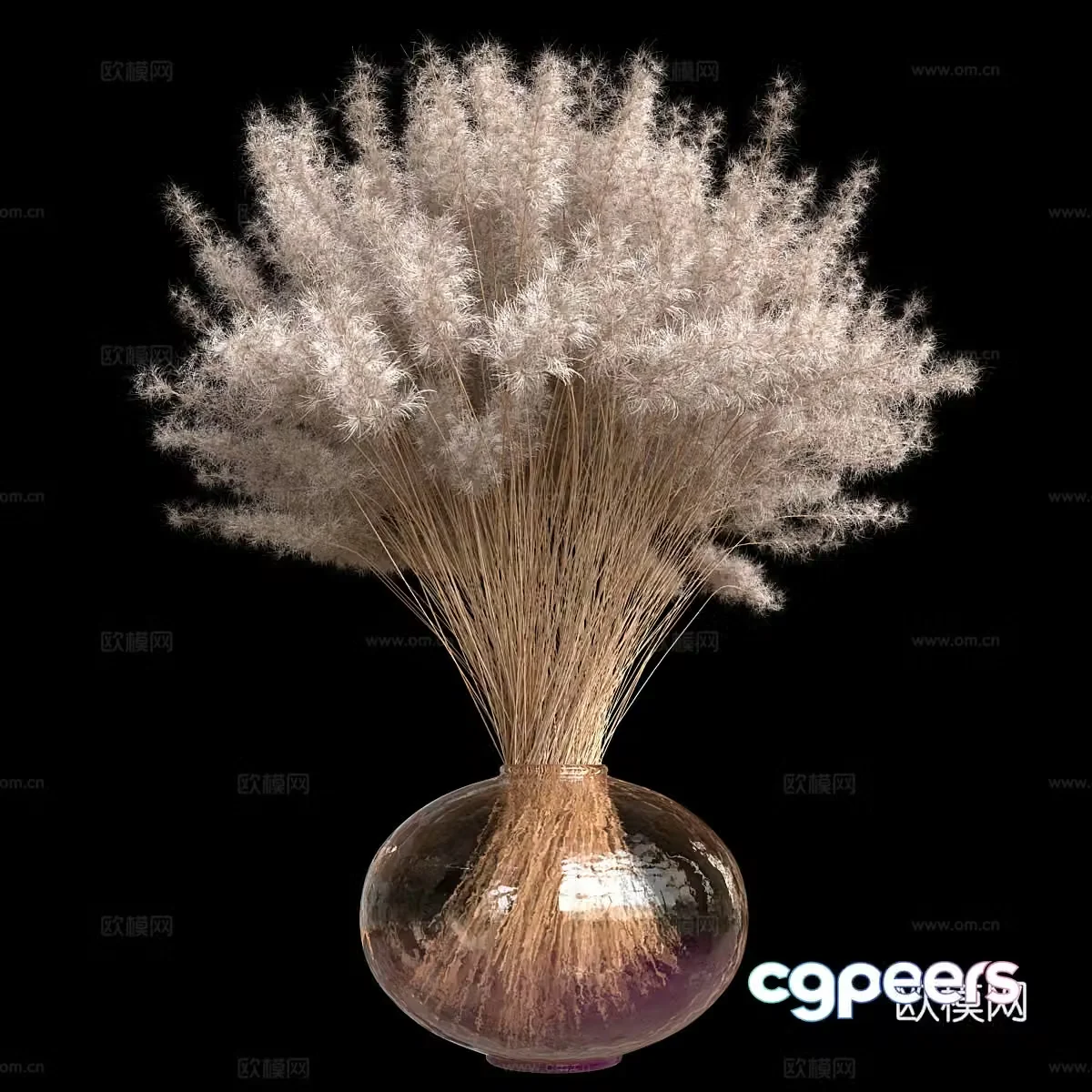 Modern vase flower art dried flowers 3d model