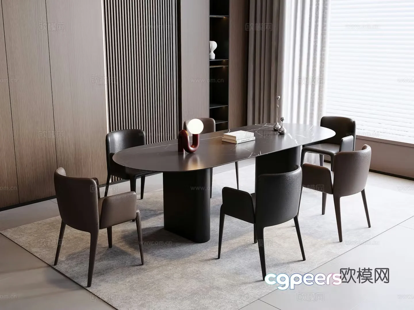 Italian dining table and chairs 3d model